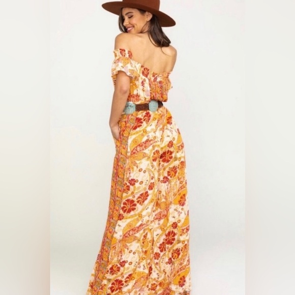 Free People|Carmen Jumpsuit,Boho floral wide leg jumpsuit-off the shoulders••• - Picture 1 of 15